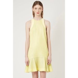 TOPSHOP • Unique Textured Flippy Neon Yellow Sleeveless Ruffle Mini Dress, 4